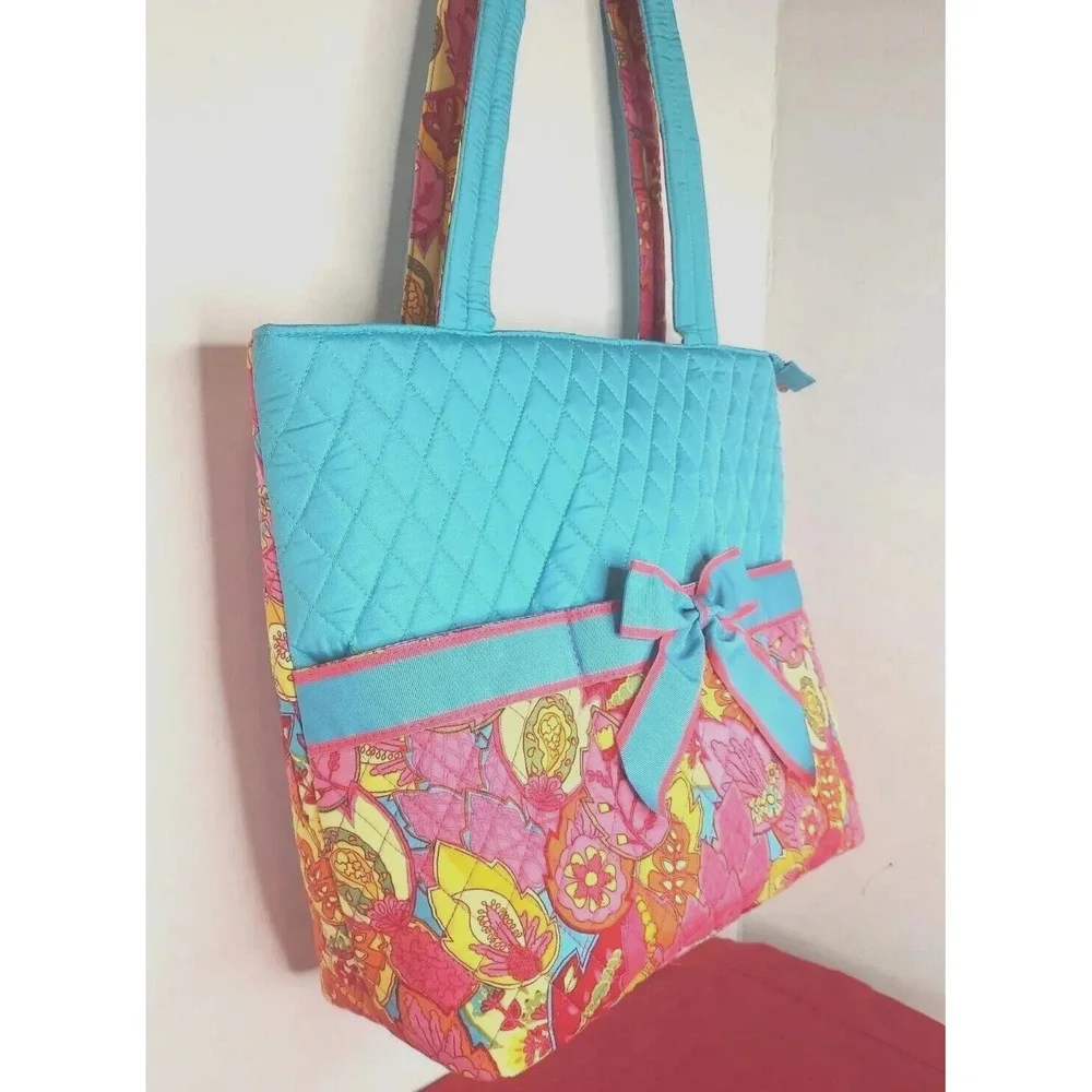Belvah New Pink Blue Floral Diaper Bag w Changing Pad & Small Wipe Bag Baby Gift